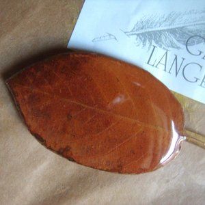 Autumn Tone Preserved Leaf Brooch Pin